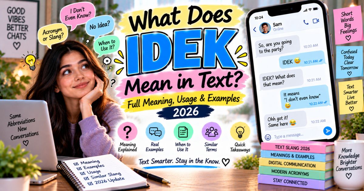 What Does IDEK Mean in Text? Full Meaning, Usage & Examples 2026