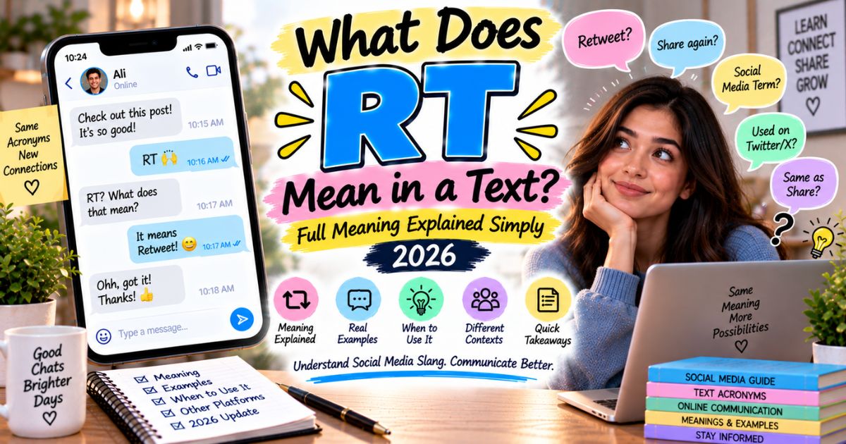 What Does RT Mean in a Text? Full Meaning Explained Simply 2026