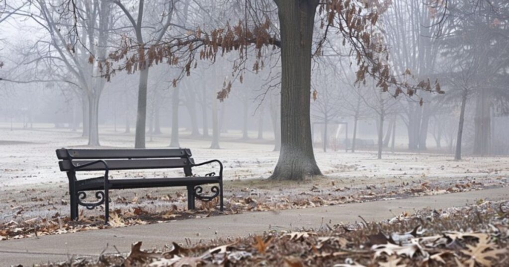 Beautiful cloudy day in a peaceful park