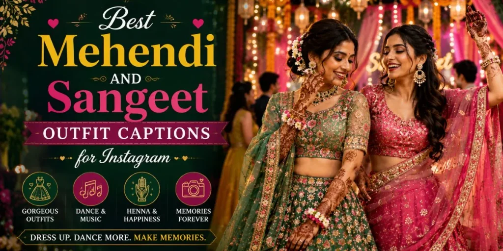 Best Mehendi and Sangeet Outfit Captions for Instagram