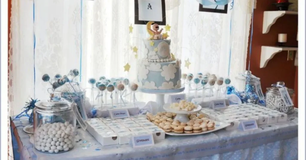 Blue baby shower decoration for a baby boy