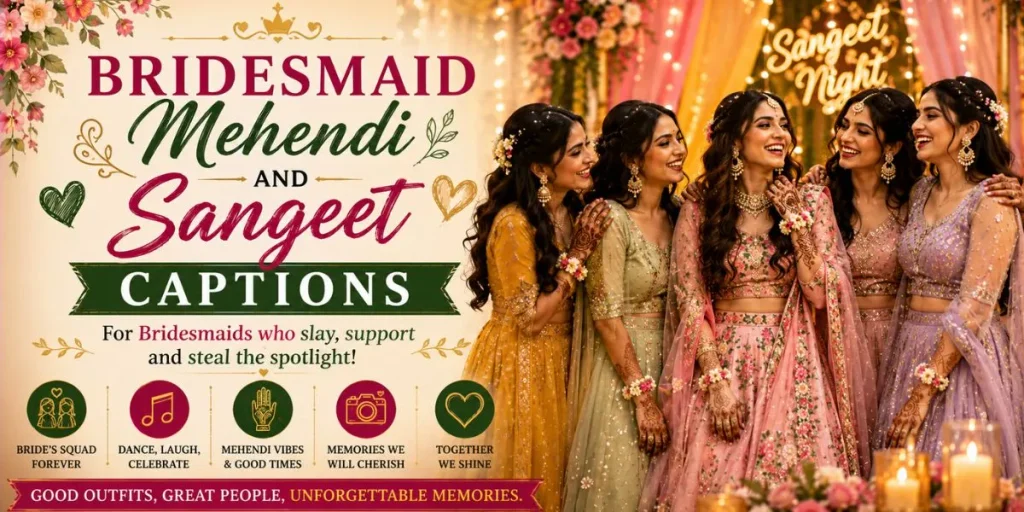 Bridesmaid Mehendi and Sangeet Captions
