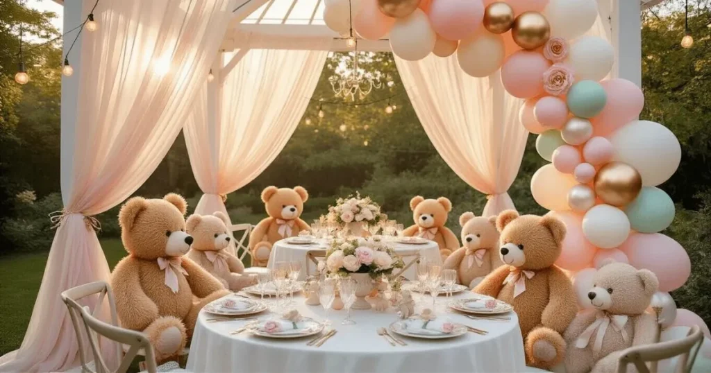 Cute teddy bear themed baby shower decorations