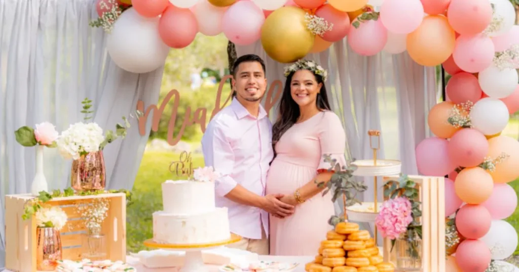 Family celebrating a baby shower together