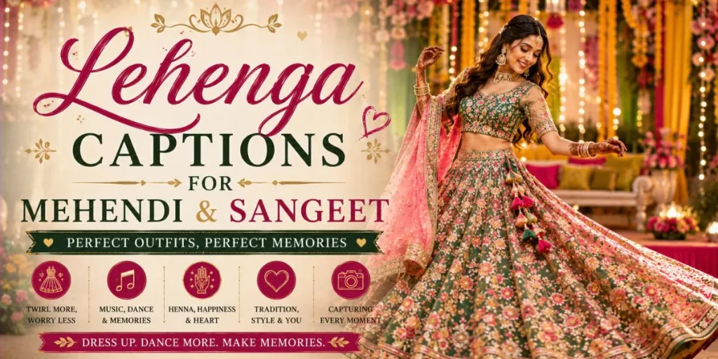 Lehenga Captions for Mehendi and Sangeet