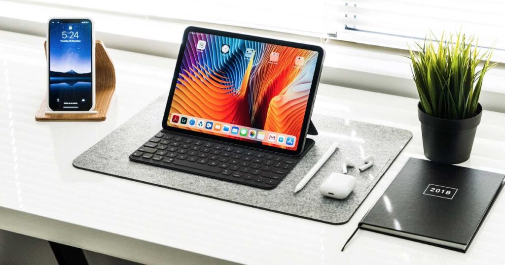 Minimalist graphic designer desk setup