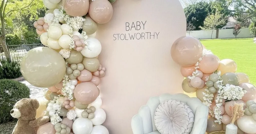 Pink baby shower decorations for a baby girl