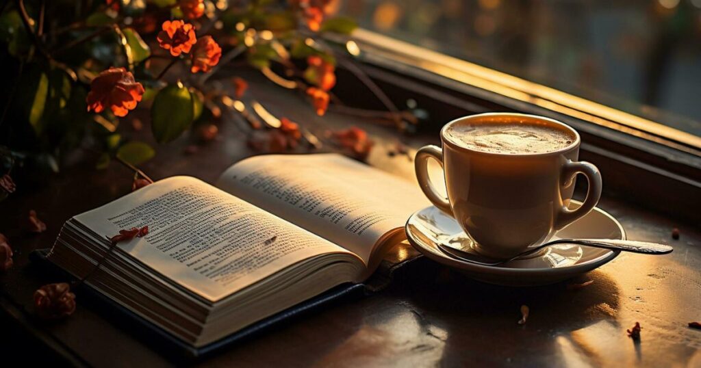 Sunday coffee morning with cozy relaxing atmosphere
