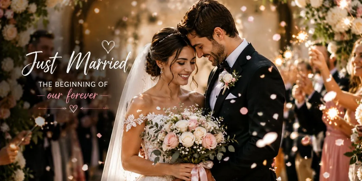 Wedding couple celebrating their special day for wedding captions on Instagram