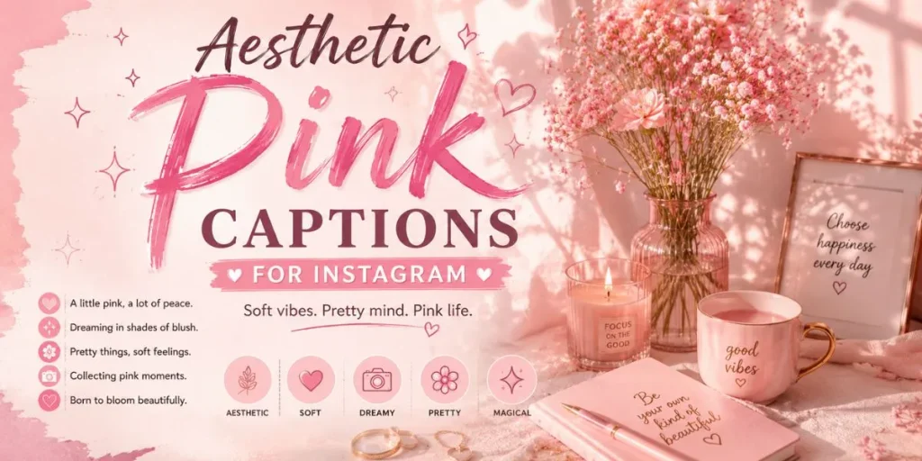 aesthetic pink captions