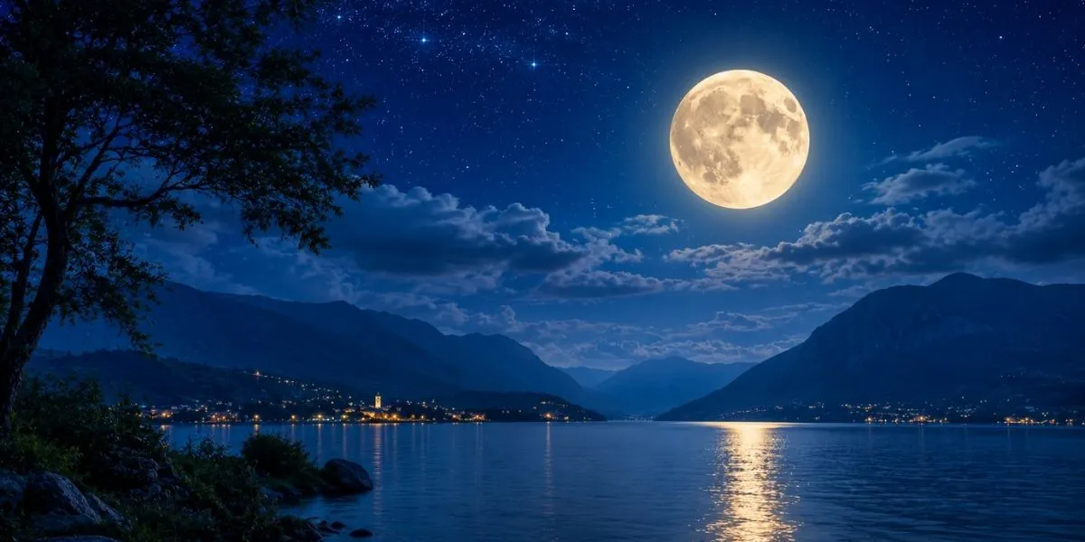 Beautiful full moon glowing over a peaceful night sky for Instagram moon captions