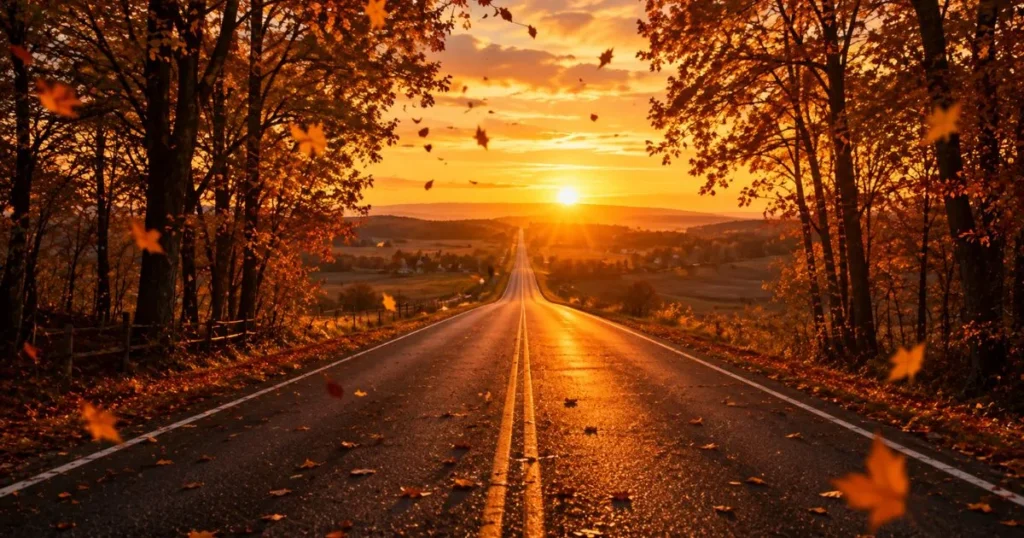 Empty road at sunset symbolizing moving forward after life's endings.
