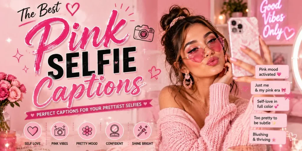 pink selfie captions