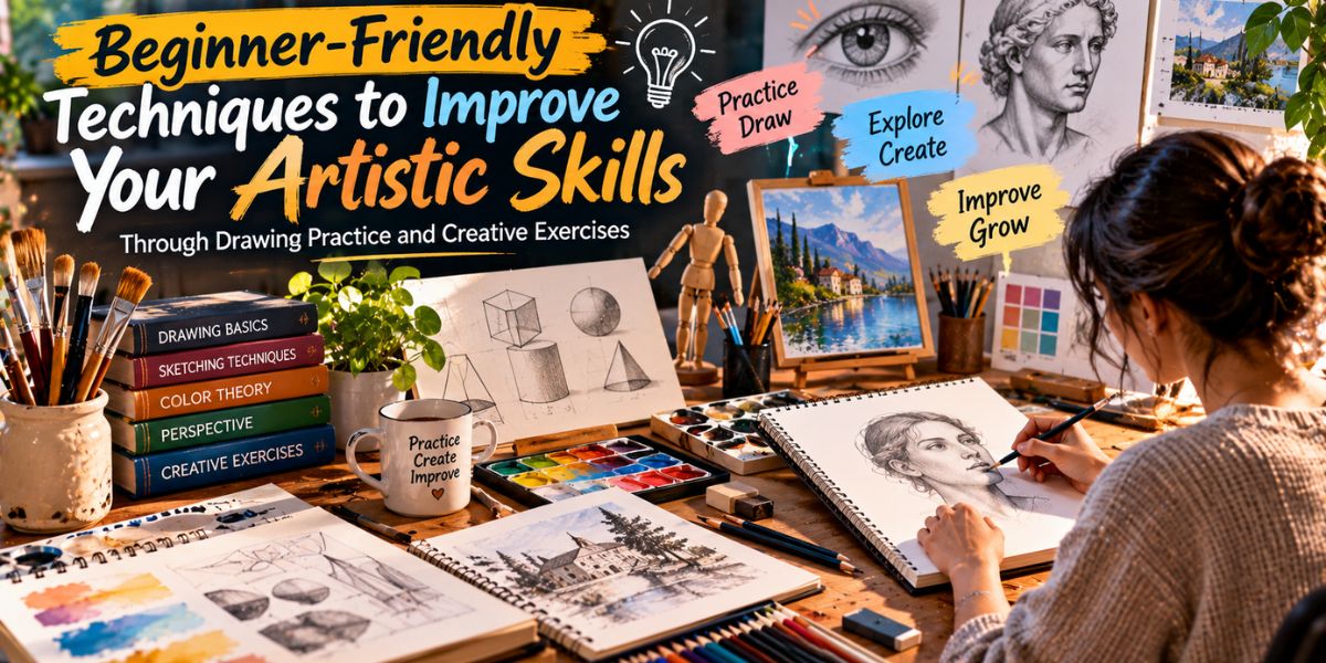 Beginner-friendly techniques to improve artistic skills through drawing practice and creative exercises