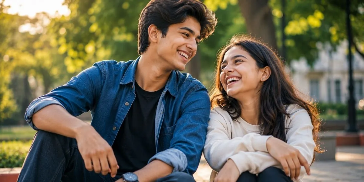 Brother and sister sharing a happy moment together outdoors for Instagram captions