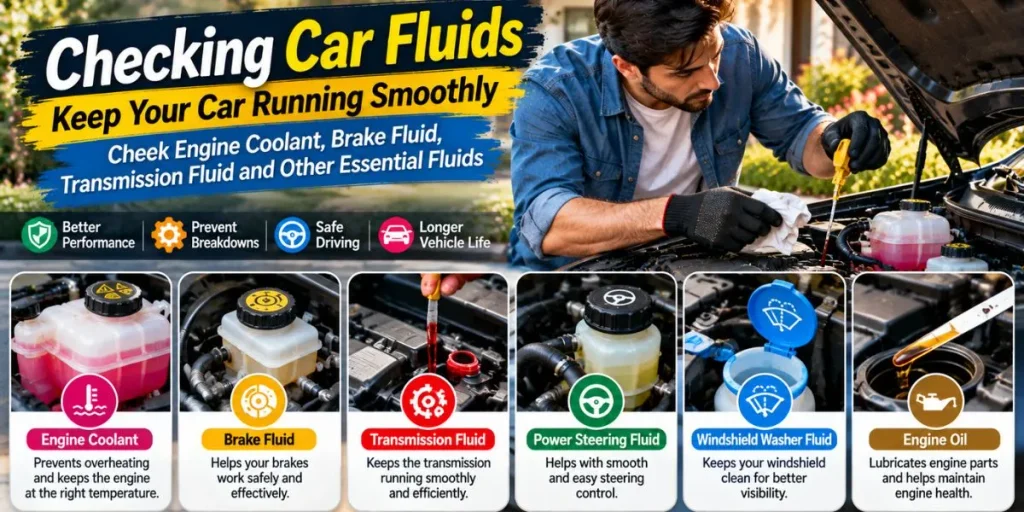 Checking engine coolant brake fluid transmission fluid and other car fluids
