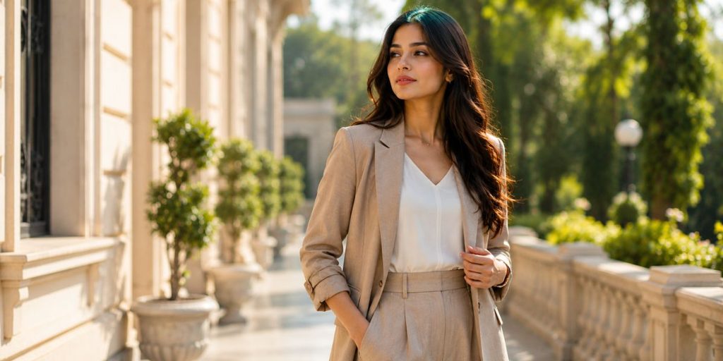 Elegant person wearing a stylish outfit during a classy outdoor portrait
