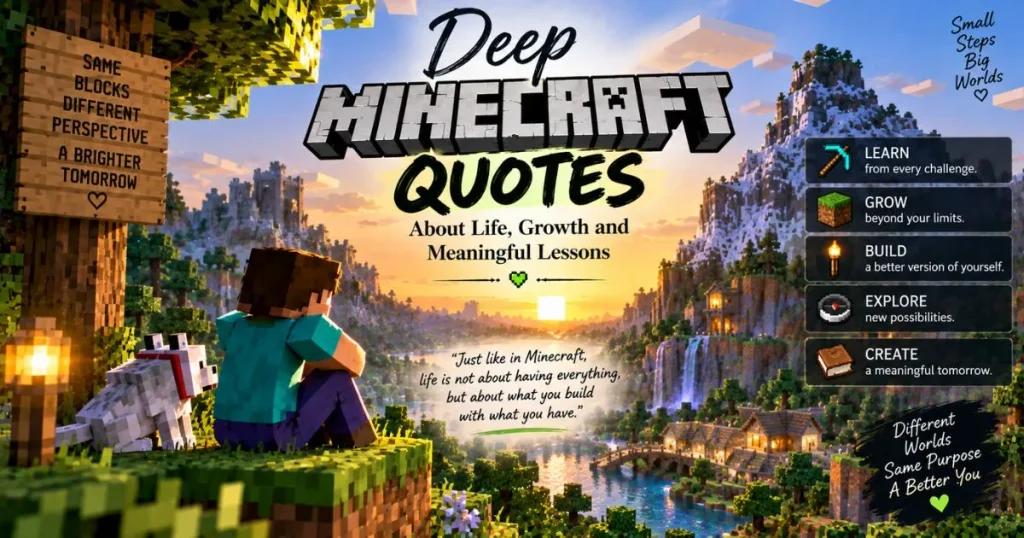 Deep Minecraft quotes about life, growth and meaningful lessons