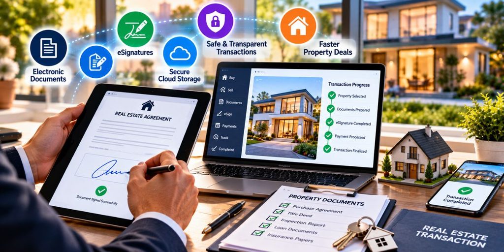 Digital real estate transactions using electronic documents and signatures