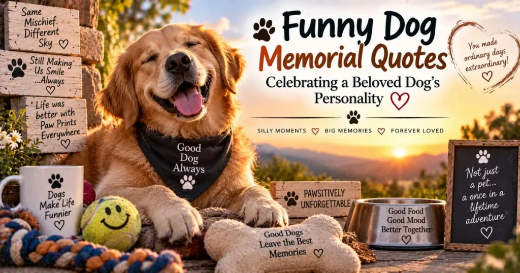 Funny dog memorial quotes celebrating a beloved dog's personality