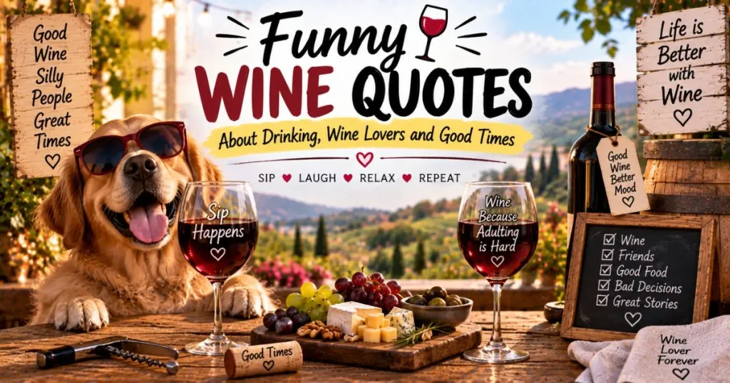 Funny wine quotes about drinking, wine lovers and good times