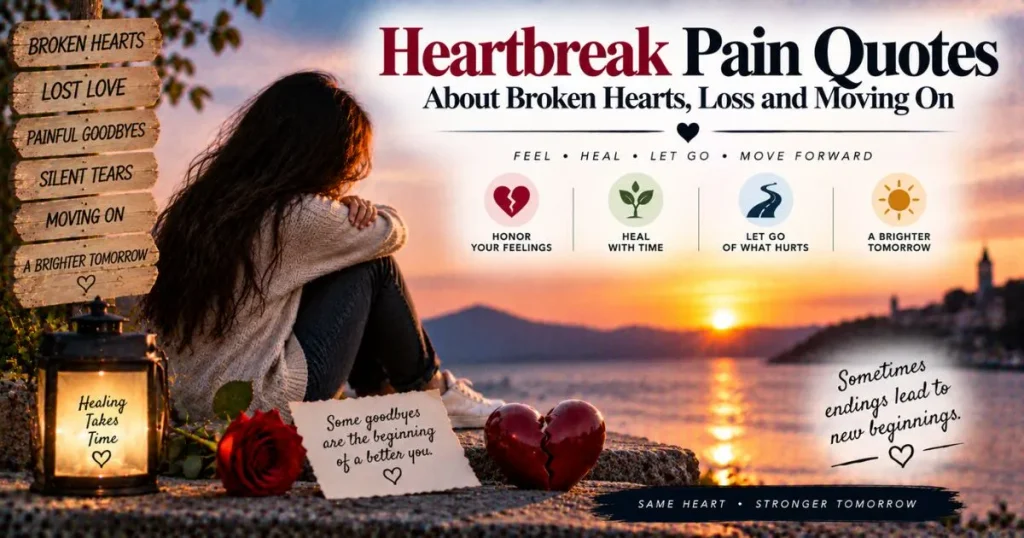Heartbreak pain quotes about broken hearts, loss and moving on
