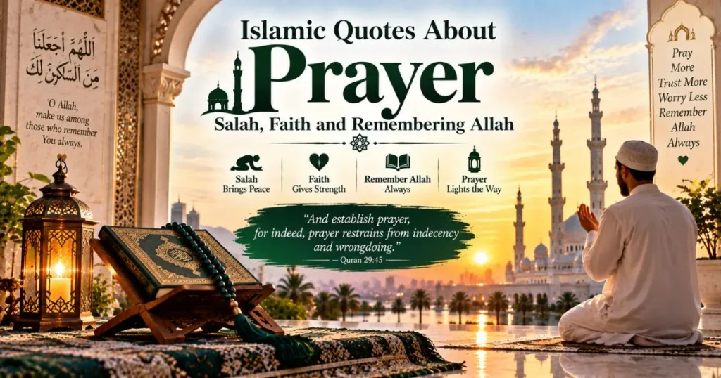 Islamic quotes about prayer, Salah, faith and remembering Allah