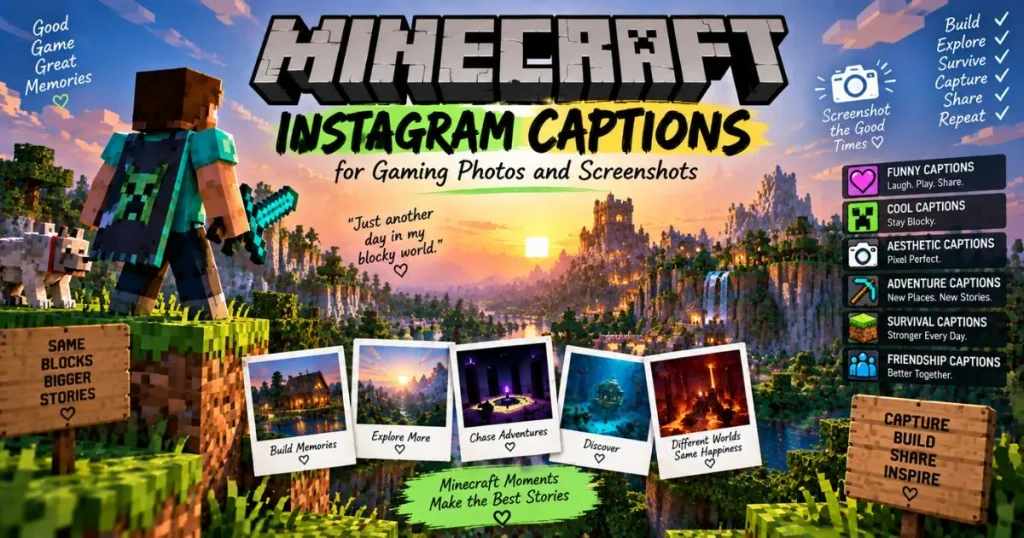 Minecraft Instagram captions for gaming photos and screenshots