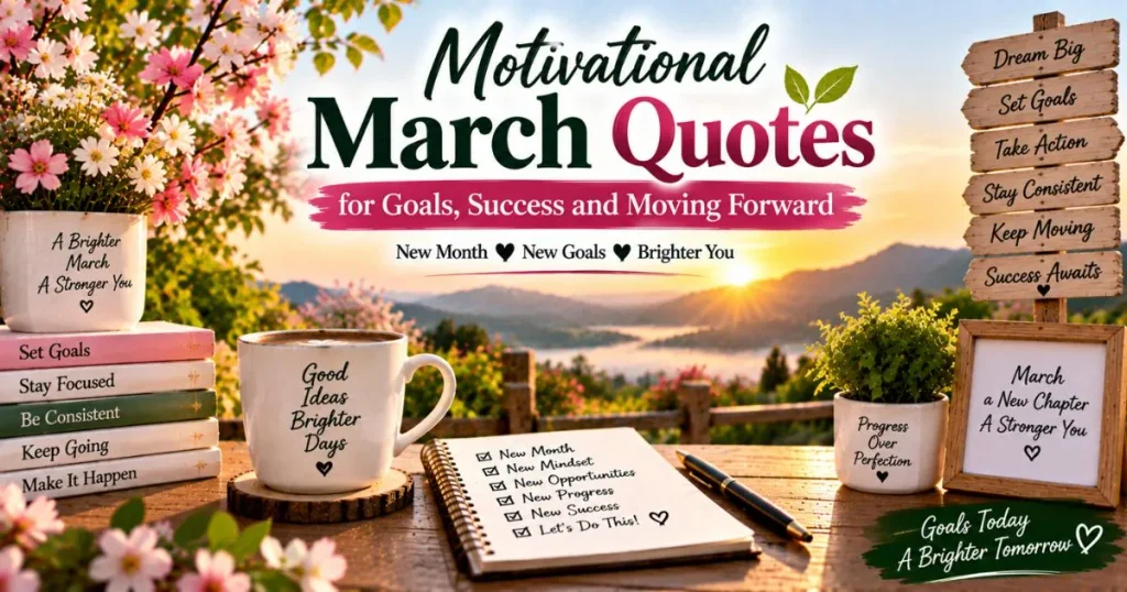 Motivational March quotes for goals, success and moving forward