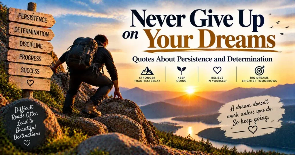 Never give up on your dreams quotes about persistence and determination