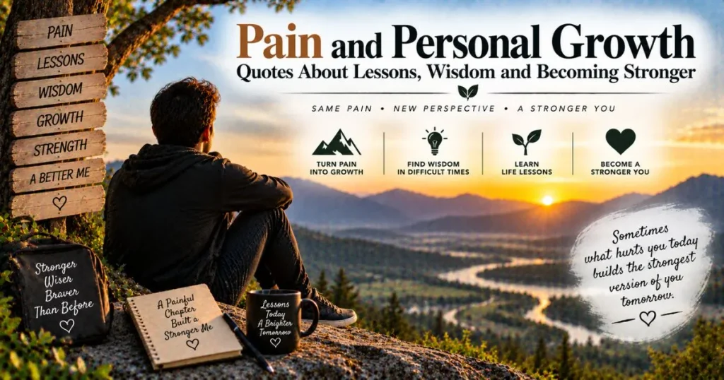 Pain and personal growth quotes about lessons, wisdom and becoming stronger