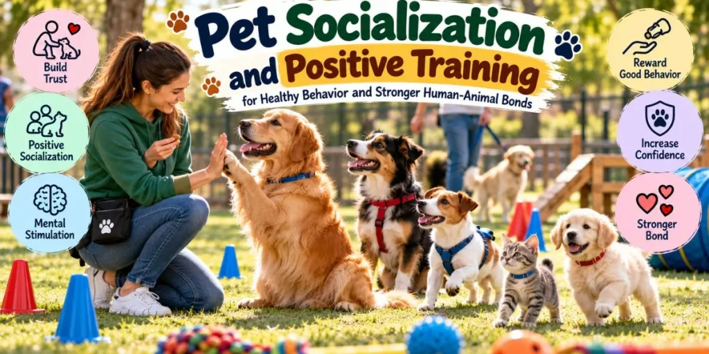 Pet socialization and positive training for healthy behavior and stronger human-animal bonds