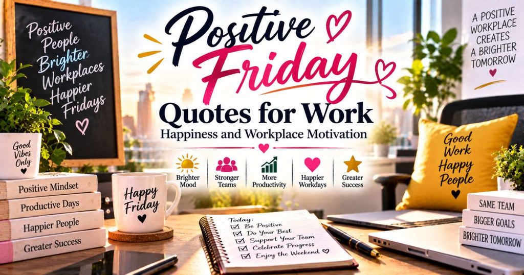 Positive Friday quotes for work, happiness and workplace motivation