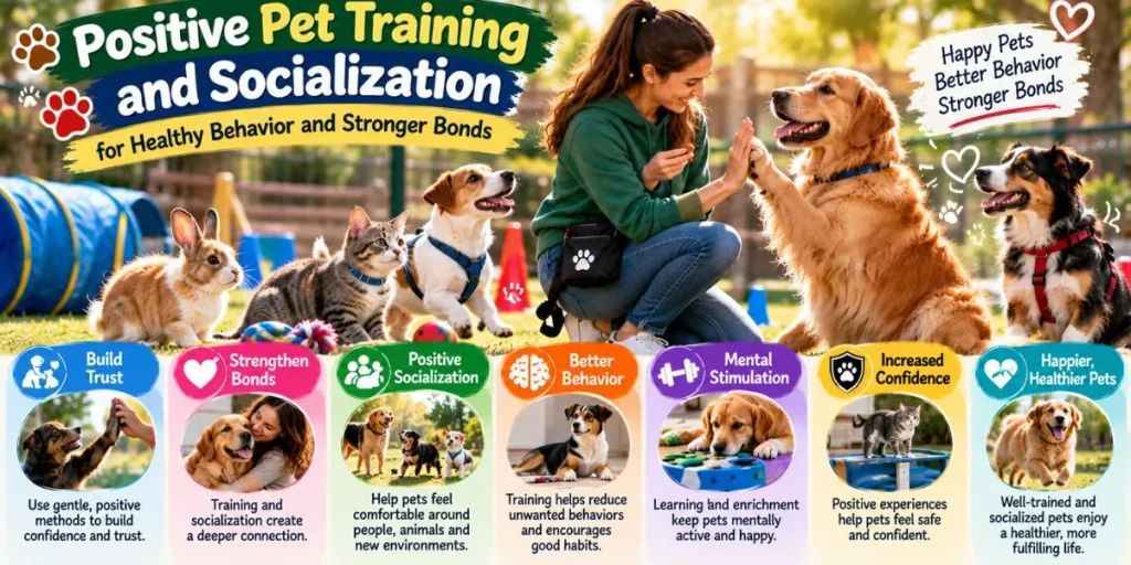 Positive pet training and socialization for healthy behavior and stronger bonds