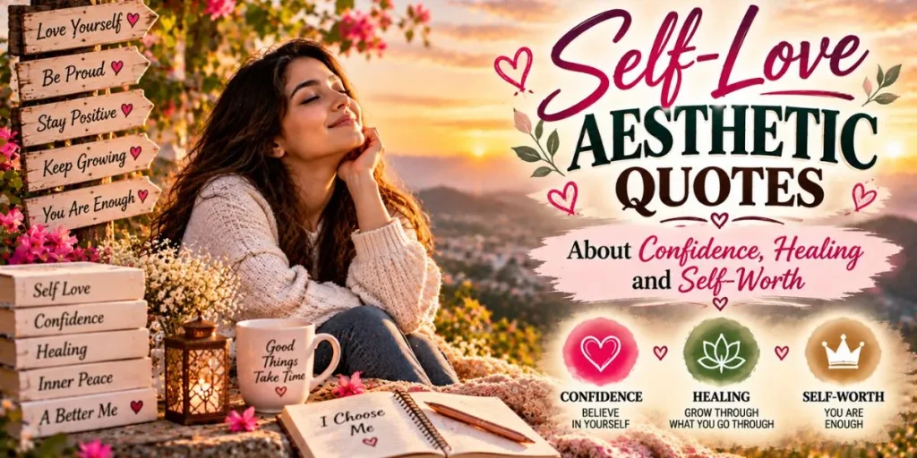 Self-love aesthetic quotes about confidence, healing and self-worth