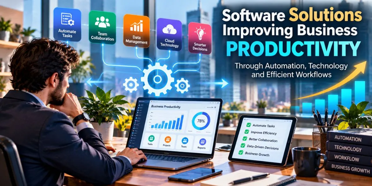 Software solutions improving business productivity through automation technology and efficient workflows
