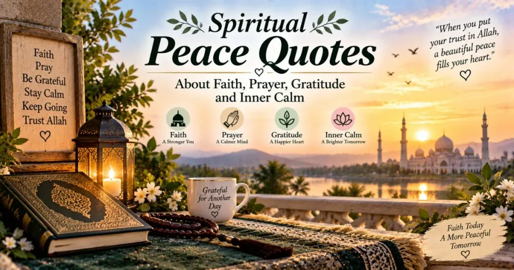 Spiritual peace quotes about faith, prayer, gratitude and inner calm