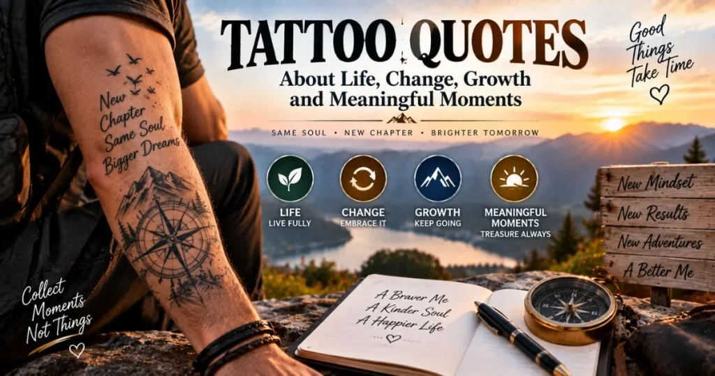 Tattoo quotes about life, change, growth and meaningful moments