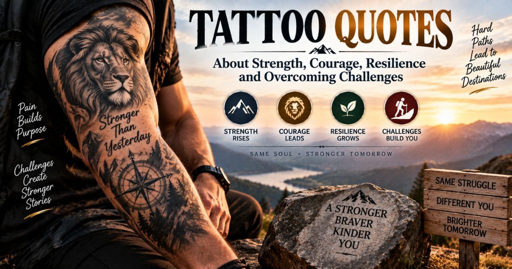 Tattoo quotes about strength, courage, resilience and overcoming challenges