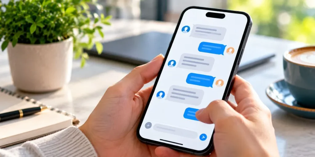 Smartphone chat bubbles representing possible meanings of a texting abbreviation