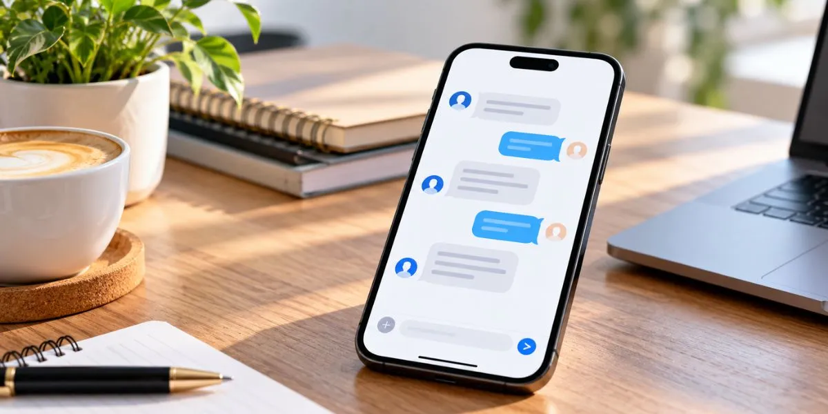 Smartphone displaying a text messaging conversation