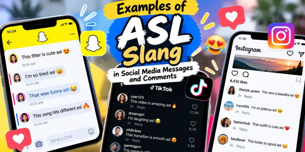Examples of ASL slang in social media messages and comments