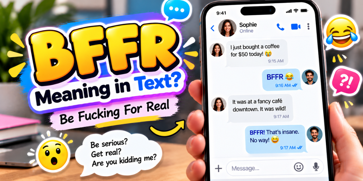 BFFR meaning in text illustrated with a smartphone conversation