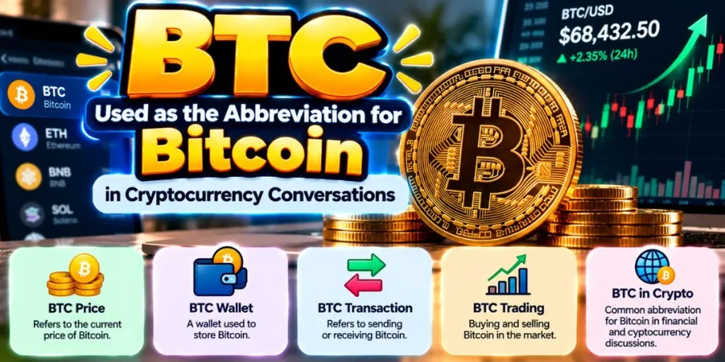 BTC used as the abbreviation for Bitcoin in cryptocurrency conversations