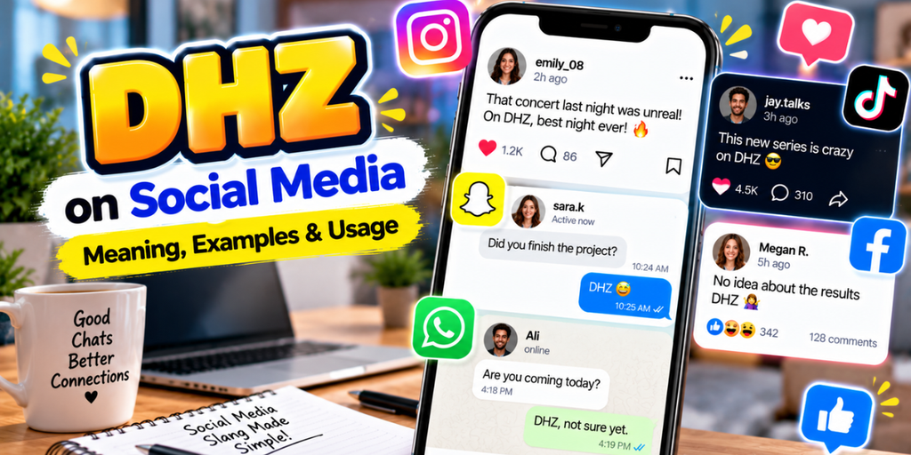 DHZ abbreviation shown in an example of a social media conversation