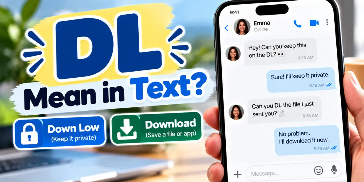 DL meaning in text illustrated with a smartphone conversation