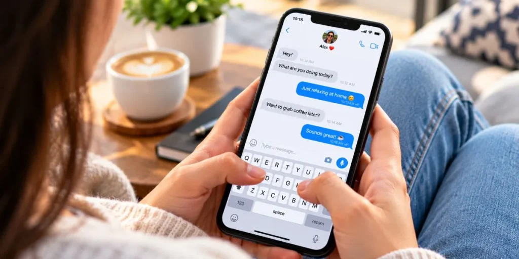 Person using a smartphone to exchange casual text messages.