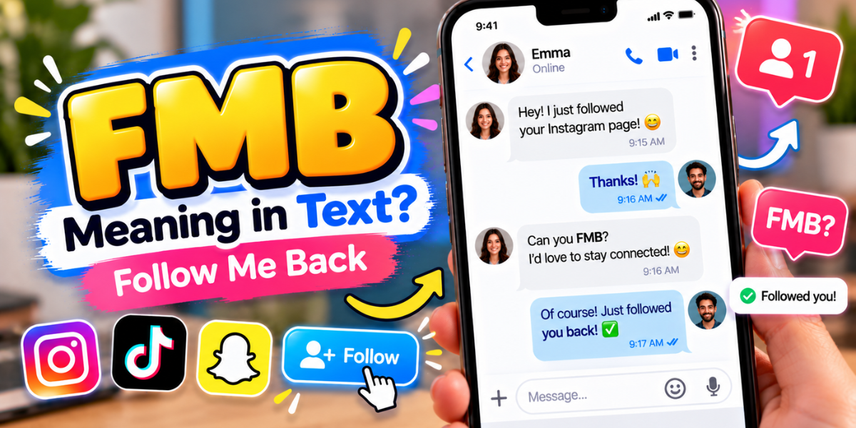 FMB meaning in text illustrated with a smartphone conversation about following back