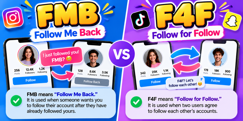Comparison of FMB Follow Me Back and F4F Follow for Follow abbreviations