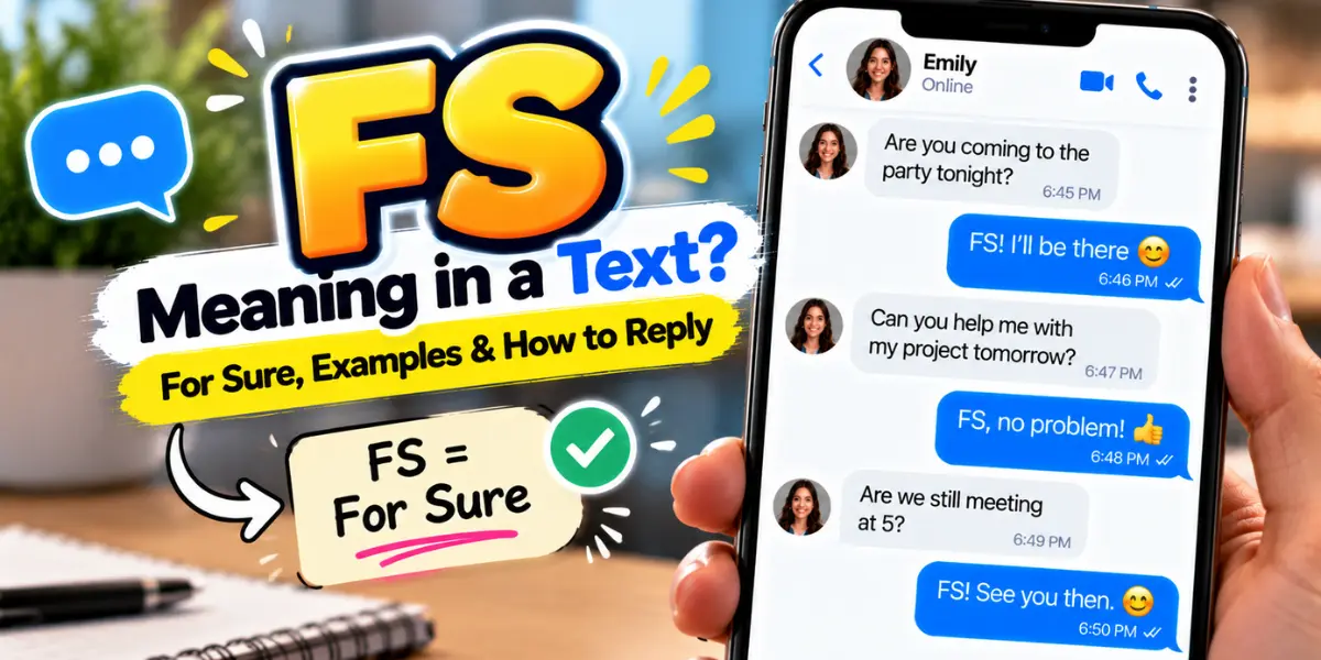 FS meaning in a text illustrated with a smartphone conversation